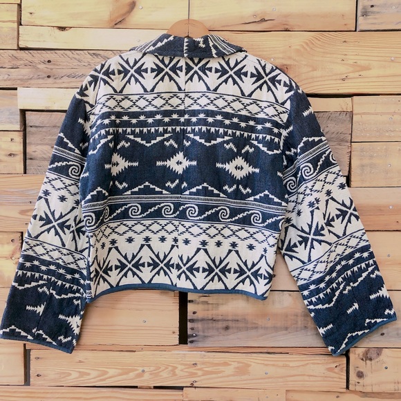 Flashback vintage southwestern aztec tribal print unlined cotton jacket, size L - Picture 2 of 12